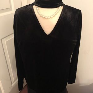 Tahari crushes velvet blouse